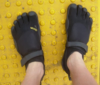 Vibram Five Finger KSO Barefoot Shoes on Yellow Bumps